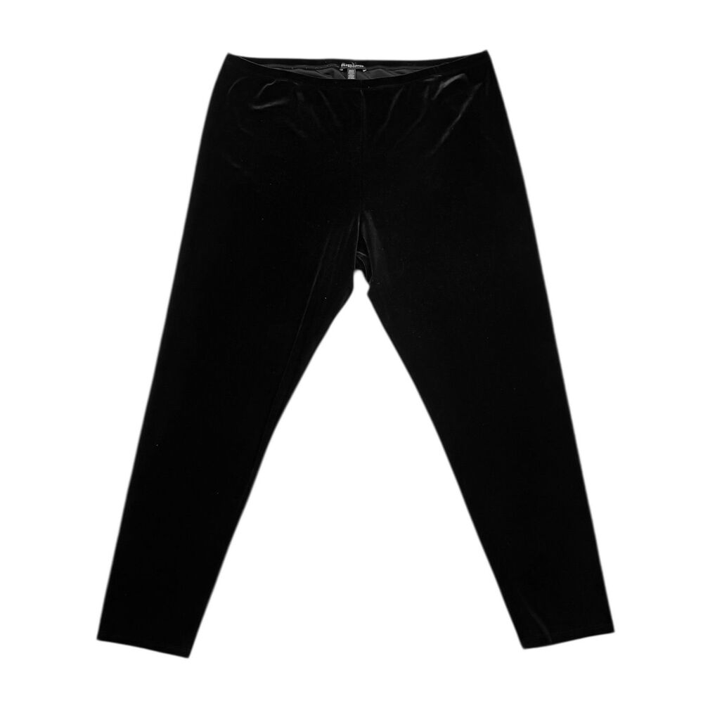 Eileen Fisher Womens 2X Pull On Velvet Pants Black Stretch Luxe Chic Modern
